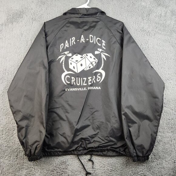 Vintage Satin Bomber Jacket Mens Medium Snap Front Black 90's Lined Car Cruizers - Picture 2 of 13